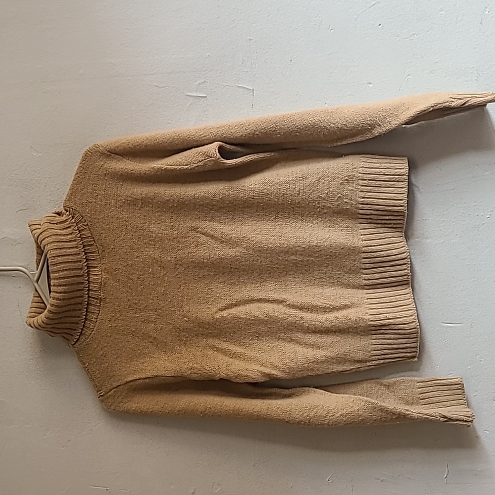 Vintage women's small beige tan turtleneck sweater Chris Anne orlon acrylic warm